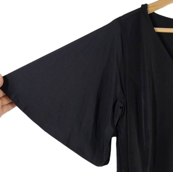 NWT Charter Club Summer Escape Waist Tie Dress Black Short Sleeve‎ Sz 0X - Picture 5 of 6